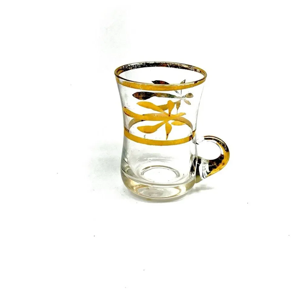 Vintage MCM Espresso/Coffee/ Shot Glass - Gold Etching Accents